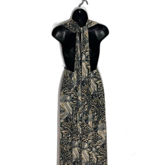 SAVANNAH STUDIO Halter Wrap Cut Out Maxi Dress Black Green Size Small - Picture 6 of 9